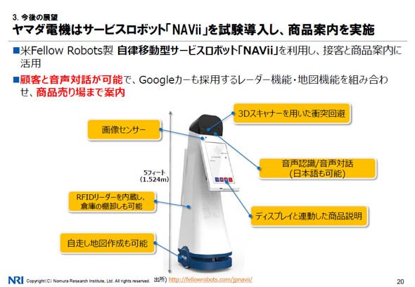 ヤマダ電機はサービスロボット「NAVii」を試験導入