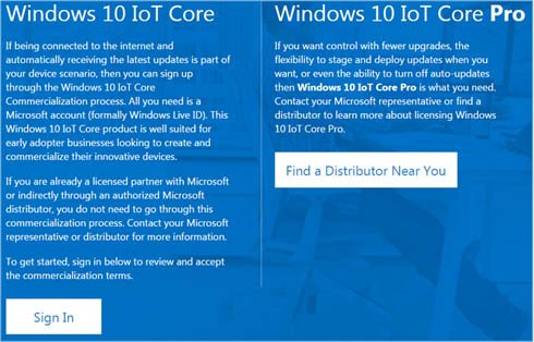 Windows 10 IoT CoreとCore Pro
