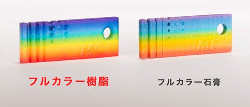 フルカラーUV硬化インクジェット方式による造形の方が発色が鮮やかである
