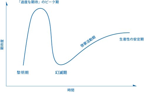 ガートナーのハイプサイクルの見方　出典：ガートナージャパン