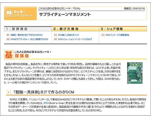 2006年の「製品購入ウラづけガイド」では当時のSCMのトレンドが解説されている