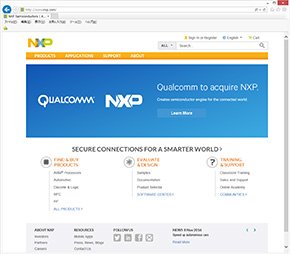 NXP Semiconductorsのサイトには大きく「Qualcomm」の文字が