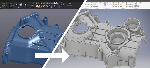 3Dスキャンデータを「VXmodel」で「Inventor」に取り込むイメージ