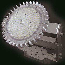 「REALPOWER ソレイユ」の外観　投光器として用いる金具と組み合わせた場合を示した　出典：OPTILED LIGHTING