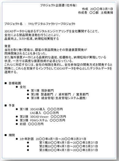 プロジェクト企画書の例