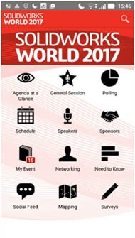 SOLIDWORKS World Mobile App画面