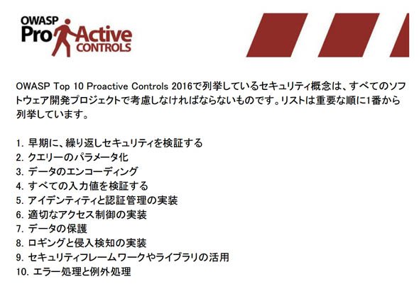 OWASP Proactive Controls 2016で提示されている、開発において重要なポイント10