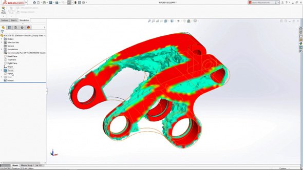 次期バージョン「SOLIDWORKS 2018」ではトポロジー最適化機能が搭載される予定だ