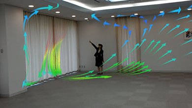HoloLensによるCFD可視化イメージ