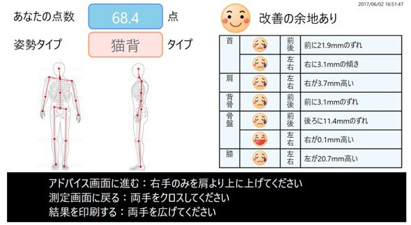 「NEC 立ち姿勢判別システム」結果画面イメージ