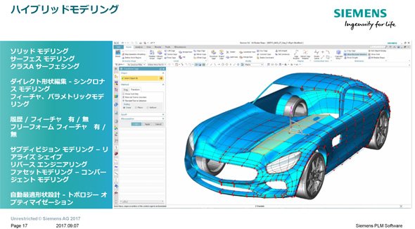 「ハイブリッドモデリング」環境を提供する「NX」