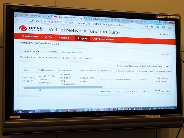 セキュリティVNF上のダッシュボードでは、特定のIoTデバイスで脅威が発見されたことが可視化できる