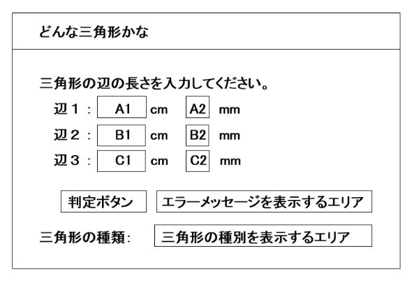 『どんな三角形かな』の初期画面