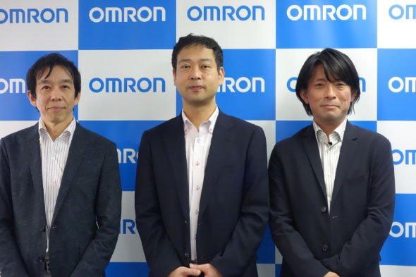 中央が新会社「オムロン サイニックエックス」代表取締役社長の諏訪正樹氏、左がオムロン 執行役員専務の宮田喜一郎氏、右は新会社の技術顧問に就任した栗原聡氏（慶應義塾大学理工学部教授他）