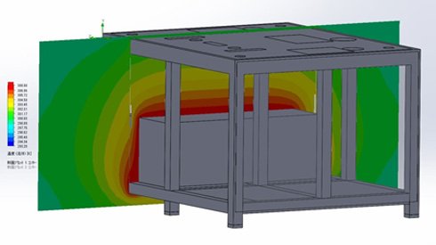 架台内の温度分布解析の例（SOLIDWORKS Flow Simulation）
