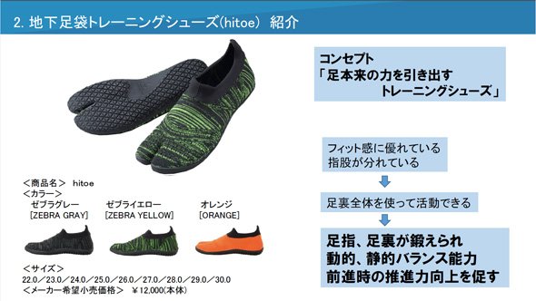 地下足袋型トレーニングシューズ「hitoe」について
