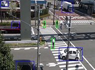 物体検出ソフトウェアライブラリと測距ソフトウェアライブラリによる検出例 出典：日立超LSIシステムズ