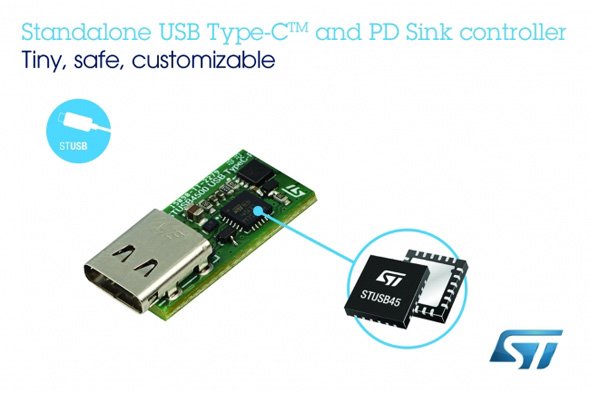スタンドアロン型のUSB Type-C／USB Power Delivery（USB PD）コントローラー「STUSB4500」