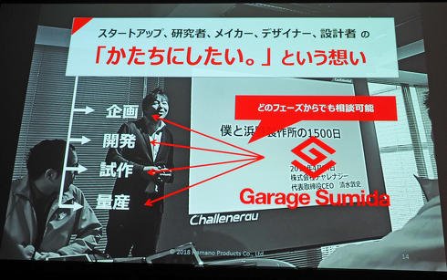 浜野製作所は都市型の先進モノづくりへの挑戦の1つとしてメイカーやスタートアップを支援する総合支援施設「Garage Sumida」を立ち上げた