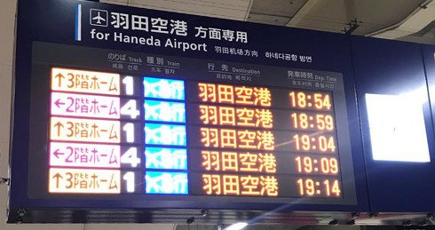 画像5　羽田空港行きの専用時刻表示板