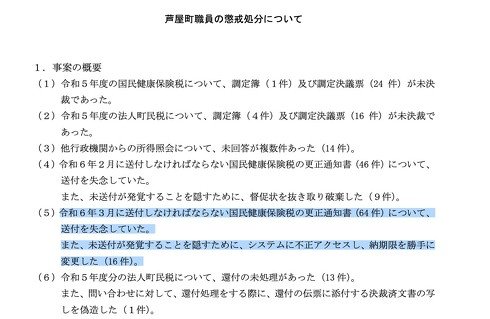 芦屋町で起きた職員の懲戒処分